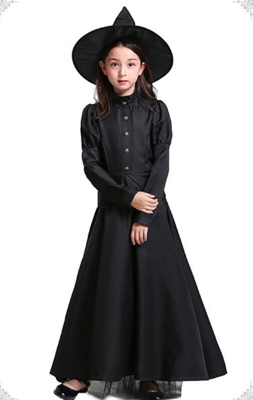 F68182 Hot Sale Girls Witch Costume, Halloween Children Classic Witchy Dress Up